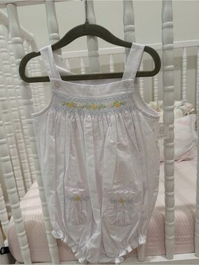 Little English White Smocked Flower Romper for Kids (24M)